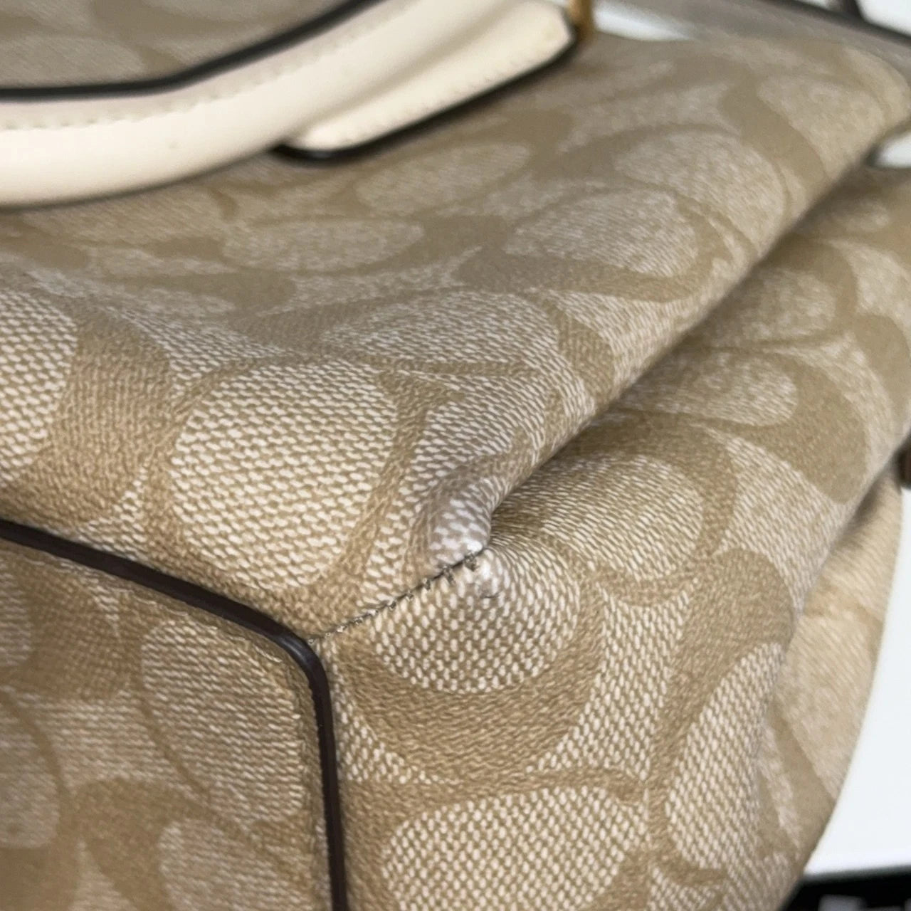 Coach Beige Monogram Logo Handbag Shoulder Crossbody Women