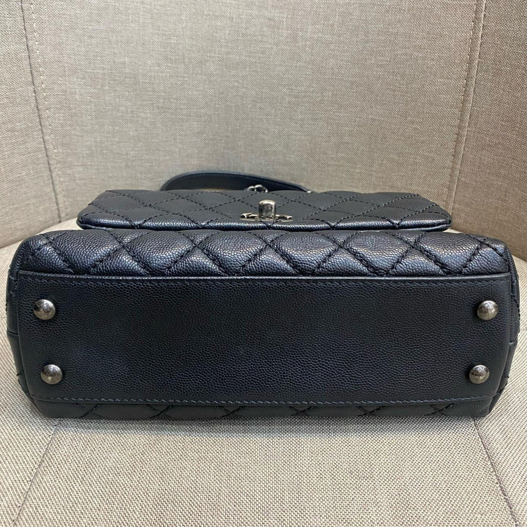 Chanel Coco Handle Small Black Silver Chain Shoulder Bag Classic Women