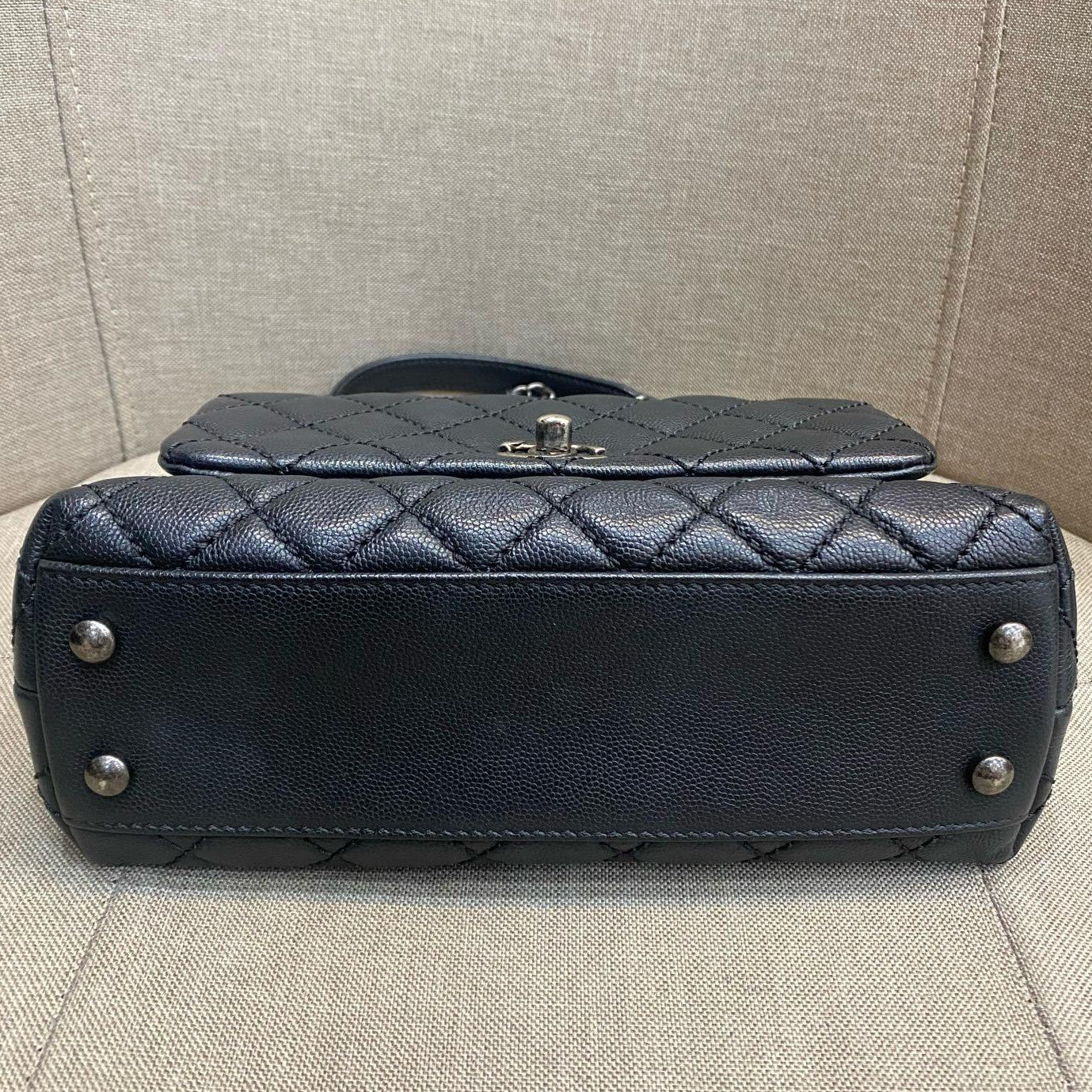 Chanel Coco Handle Small Black Silver Chain Shoulder Bag Classic Women