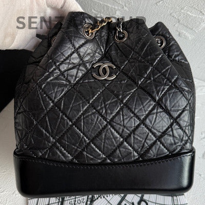 Chanel Quilted Black Silver Gabrielle Backpack Small Women Classic Fashion