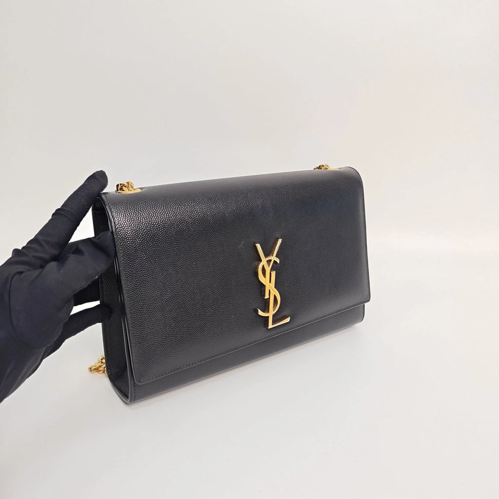 Saint Laurent Kate Medium Black Caviar Leather Shoulder Bag For Women