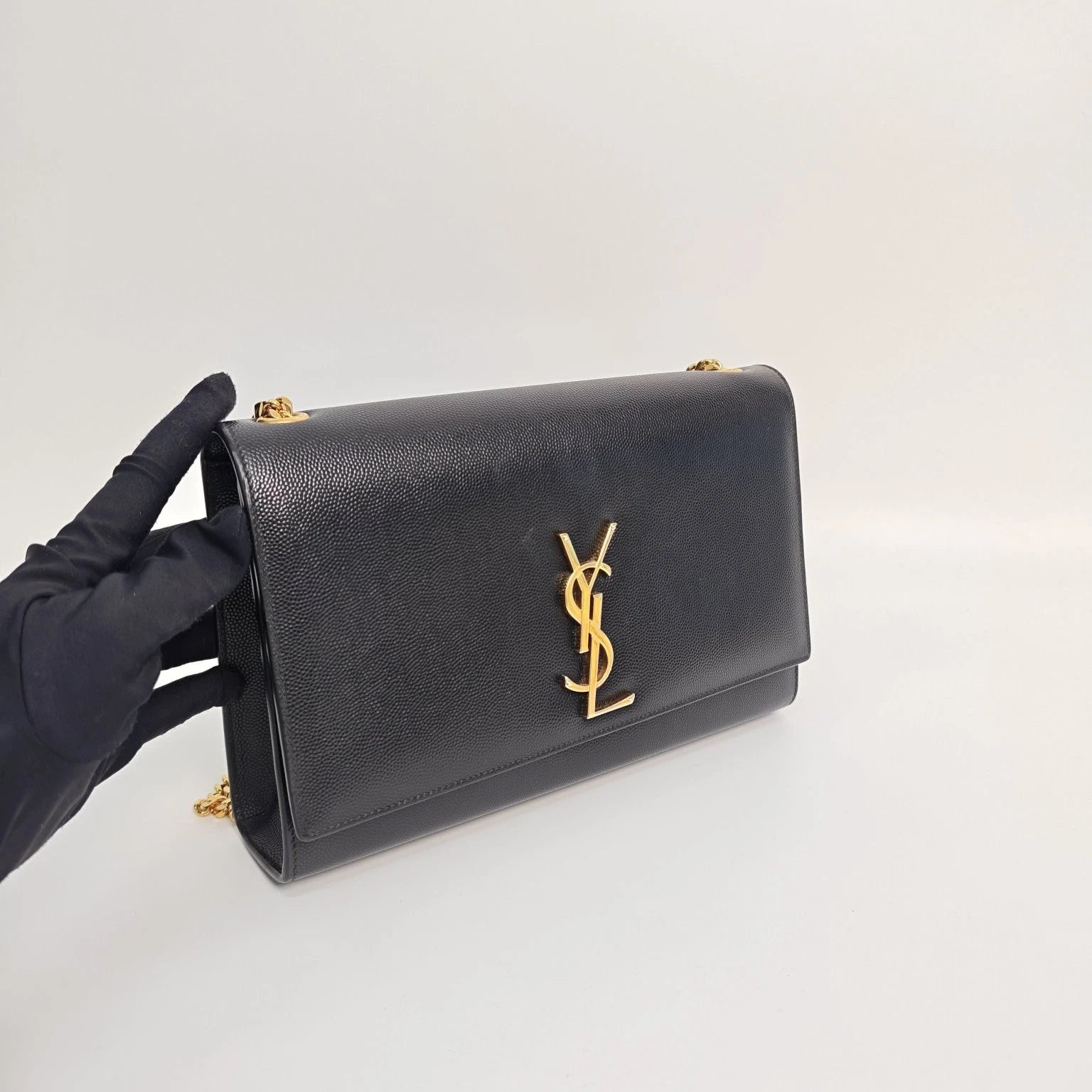 Saint Laurent Kate Medium Black Caviar Leather Shoulder Bag For Women