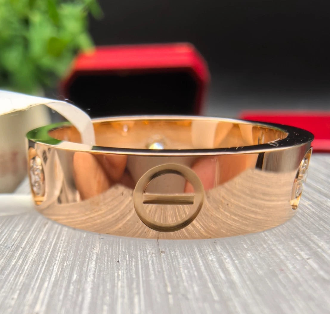 Cartier Love Classic Band Ring 18k Rose Gold and 3 Diamonds EU58/US8.25