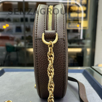 Gucci Ophidia GG Round Chain Crossbody Bag Brown Gold Women's Classic