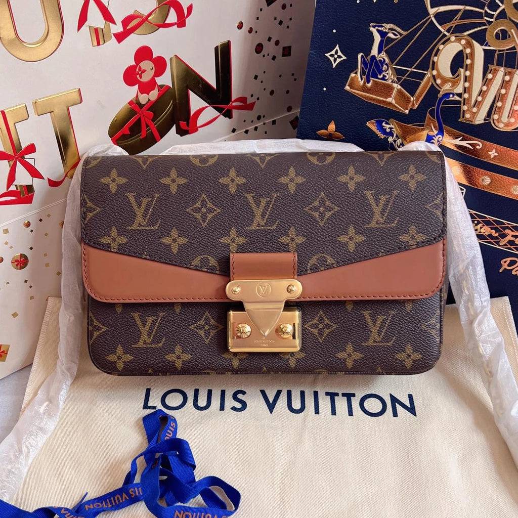 Louis Vuitton Marceau Monogram Shoulder Bag Brown Gold Women Classic