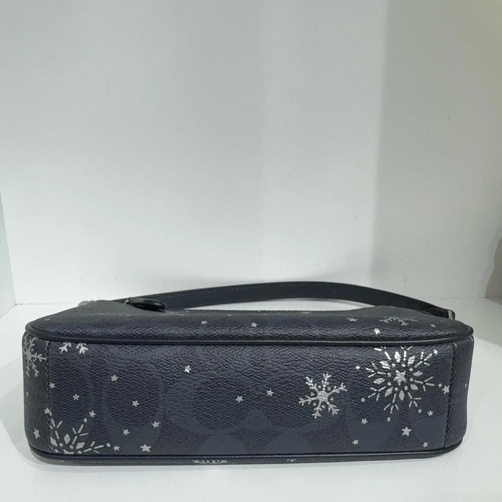 Coach Snowflake Print Leather Nolita 19 Clutch Shoulder Bag Women Navy