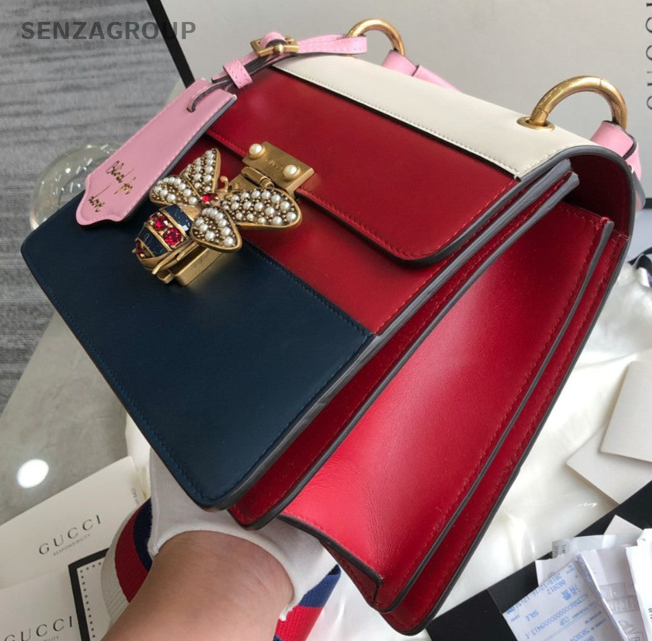 GUCCI Queen Margaret Bee Top Handle 2way Shoulder Handbag Women Almost Bran NEW