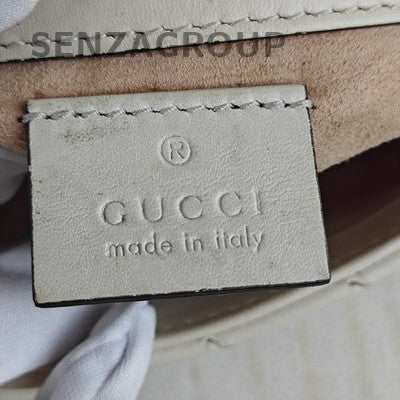 Gucci Marmont Mini Chain Shoulder Bag in White Gold - Women's Fashion