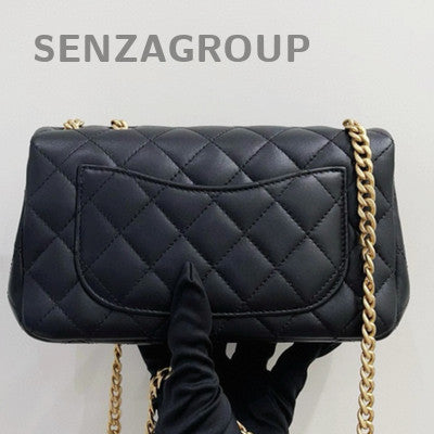 Chanel Black Gold Lambskin CF Mini Flap Bag Chain Shoulder Crossbody