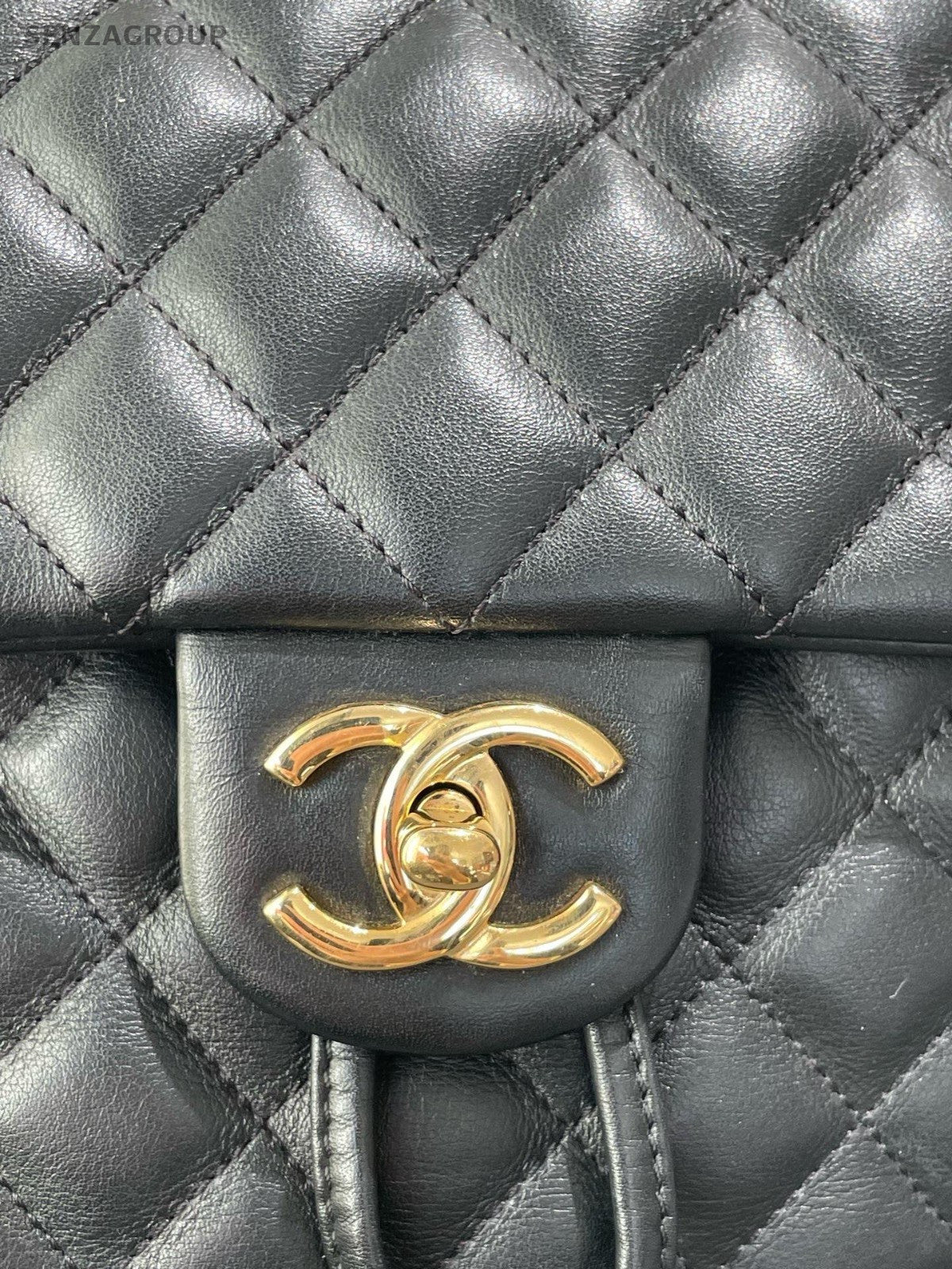 Chanel Salzburg Diamond Backpack Black Gold Unisex Adults Classic