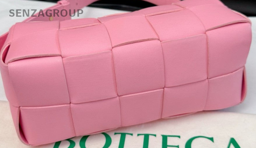 Bottega Veneta Brick Cassette PM Handbag Shoulder Bag Pink Gold Used Women