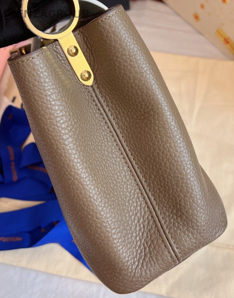 Louis Vuitton Capucines BB Top Handle Bag Crossbody Gray Pink Used Women Classic