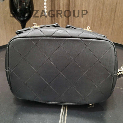 Chanel Quilted Chain Backpack Small Black Gold Classic Fashion Women
