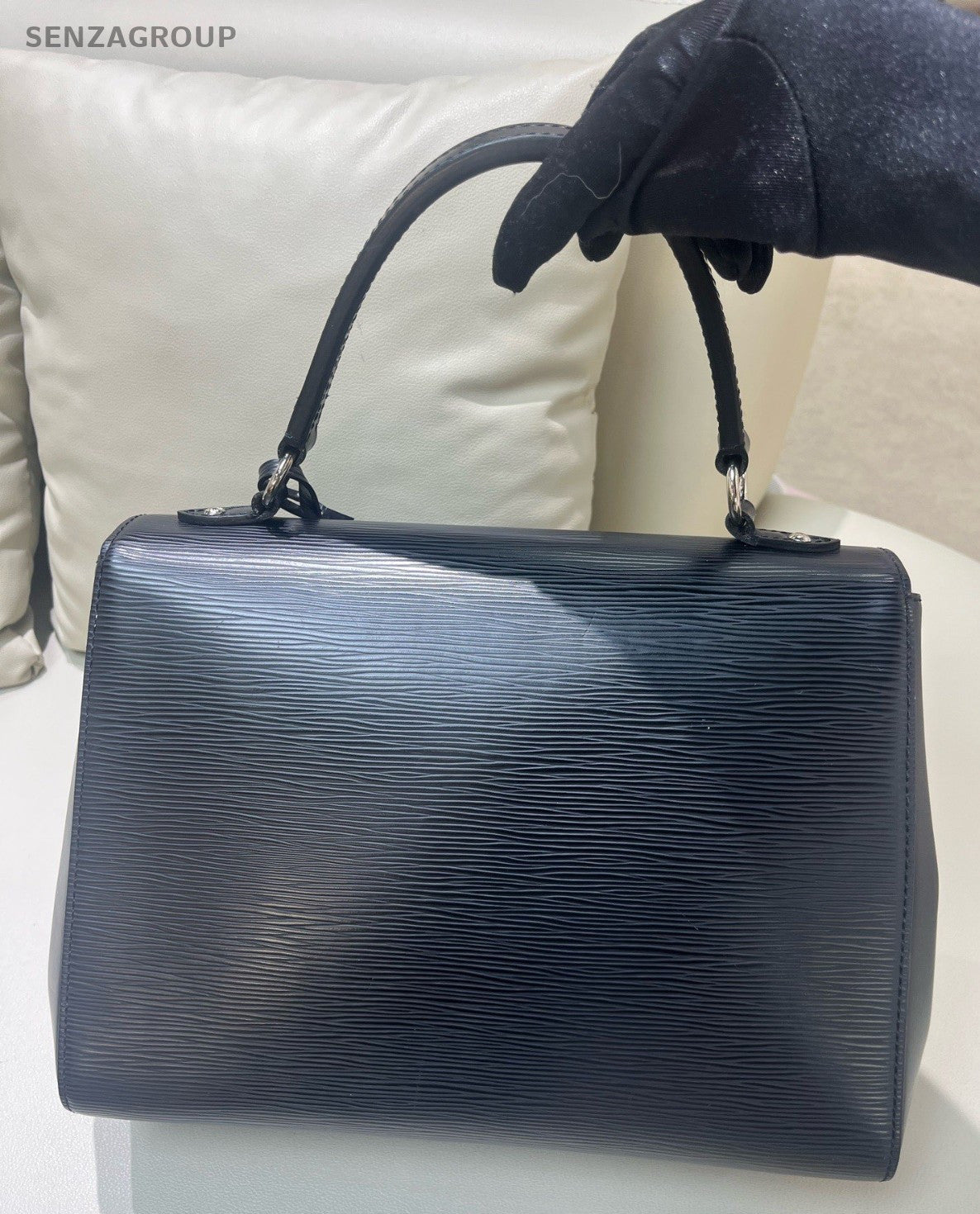 Louis Vuitton Cluny Epi Top Handle Bag Black Silver Used Women Classic