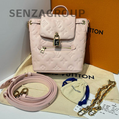 Louis Vuitton Coussin Lambskin Mini Backpack Pink Gold Print Women's Fashion