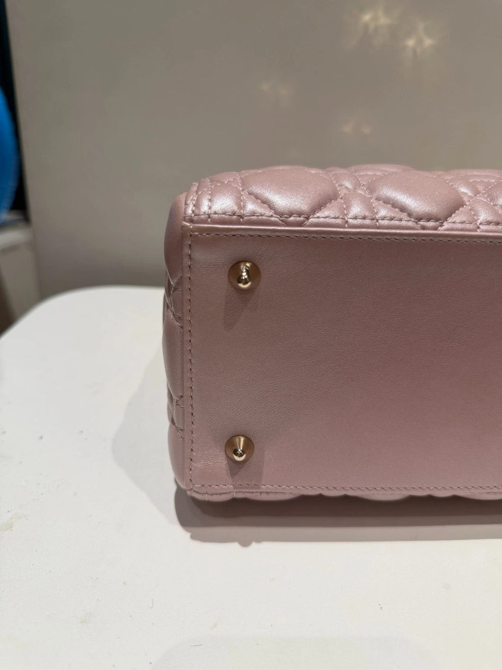 Dior Lady Dior Gold Pink Crossbody Top Handle Excellent
