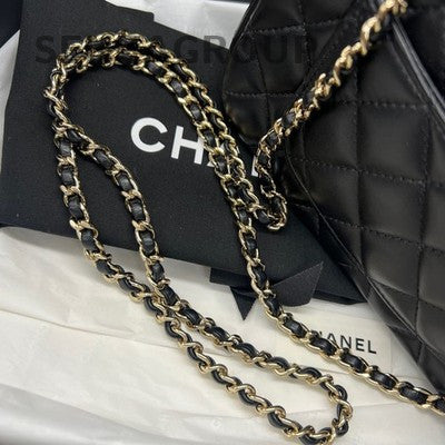 Chanel Black Gold CF Mini Handle Lambskin Shoulder Crossbody Bag Women