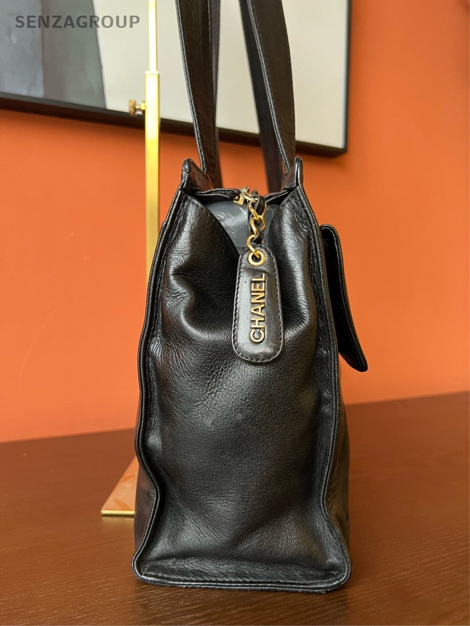 CHANEL Tote CC logo Shoulder Handbag Women Vintage