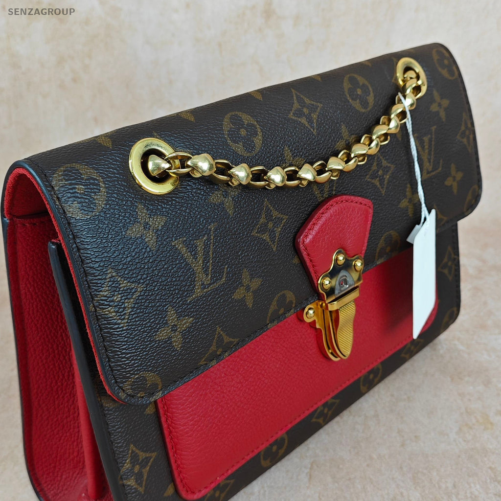 Louis Vuitton Victoire Monogram Red Chain Shoulder Crossbody Bag Women Classic