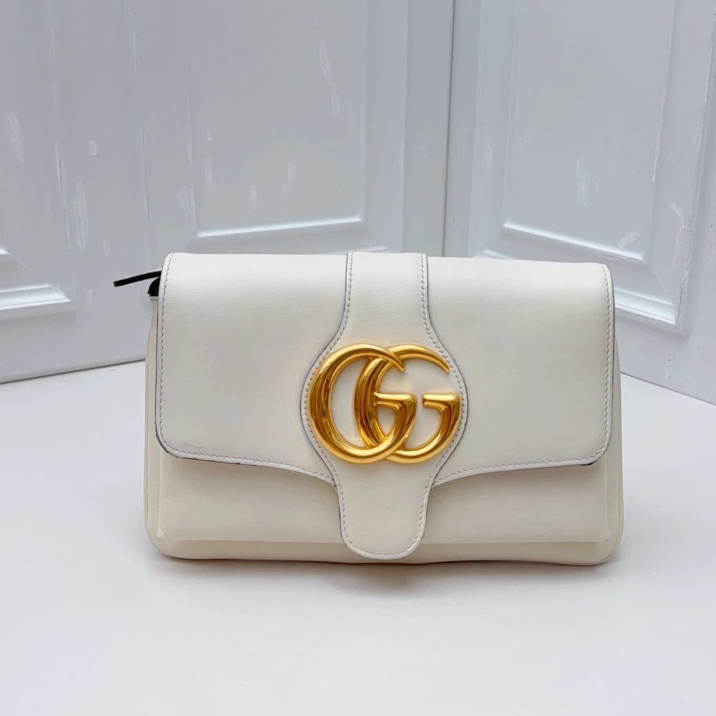 Gucci Arli PM Shoulder Bag White Gold Used Women Classic