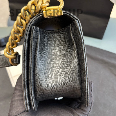 Chanel Le Boy Small Quilted Black Gold Chain Shoulder Crossbody Bag
