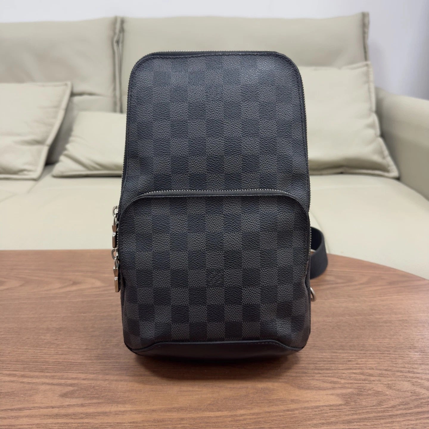 Authentic Louis Vuitton Damier Graphite Black Sling Bag Silver Hardware