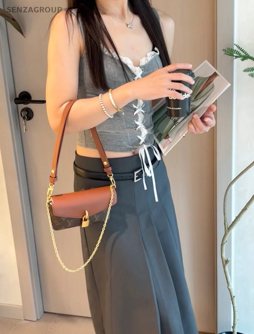 Louis Vuitton Padlock on srtap Chip Version Chain Shoulder Handbag Monogram