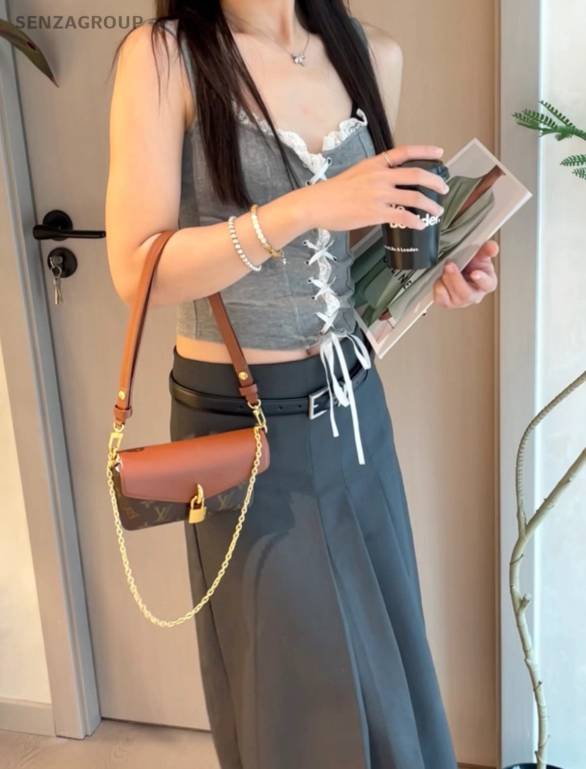 Louis Vuitton Padlock on srtap Chip Version Chain Shoulder Handbag Monogram