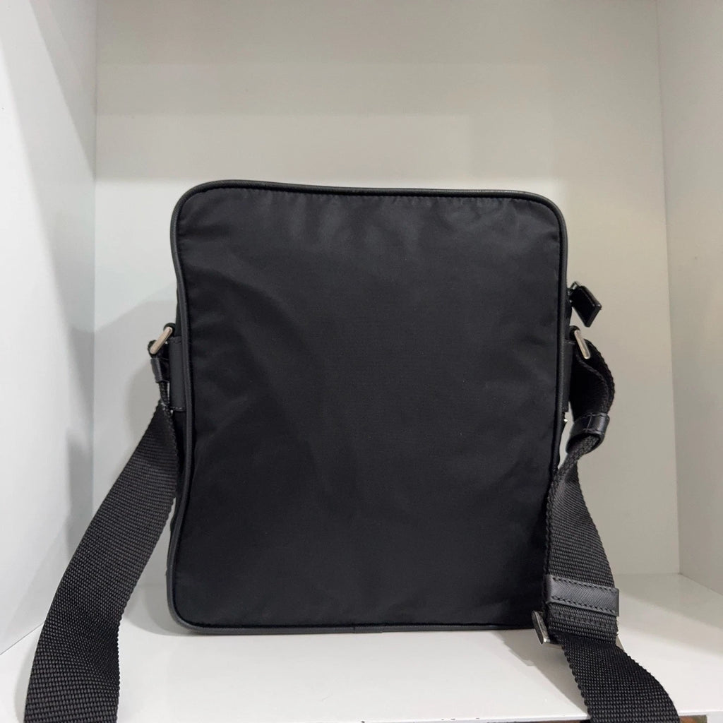 PRADA Black Nylon Double Layer Camera Crossbody Shoulder Bag For Women
