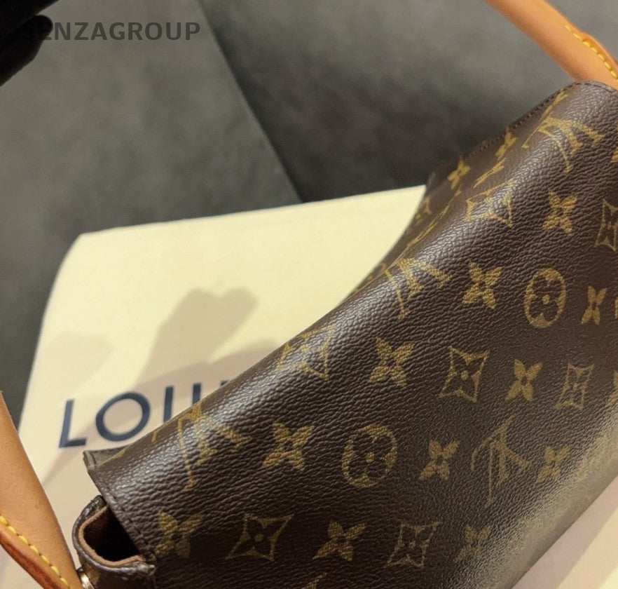 Louis Vuitton looping Monogram PM Top Handle Bag Brown Orange Women Classic