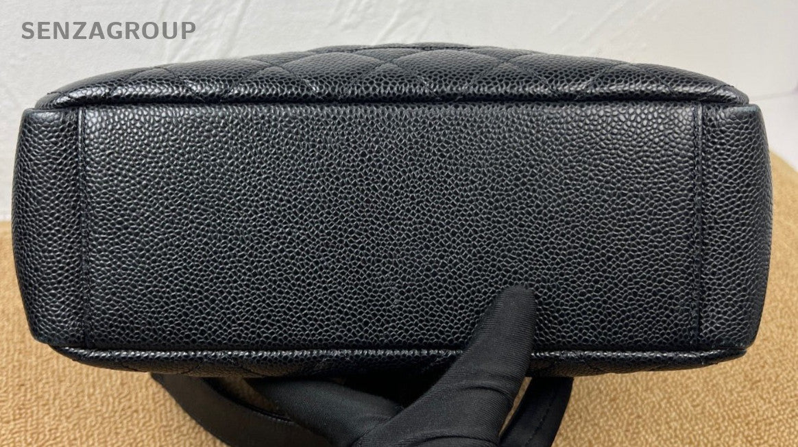 Chanel PST Calfskin Chain Shoulder Bag Black Gold Women Classic