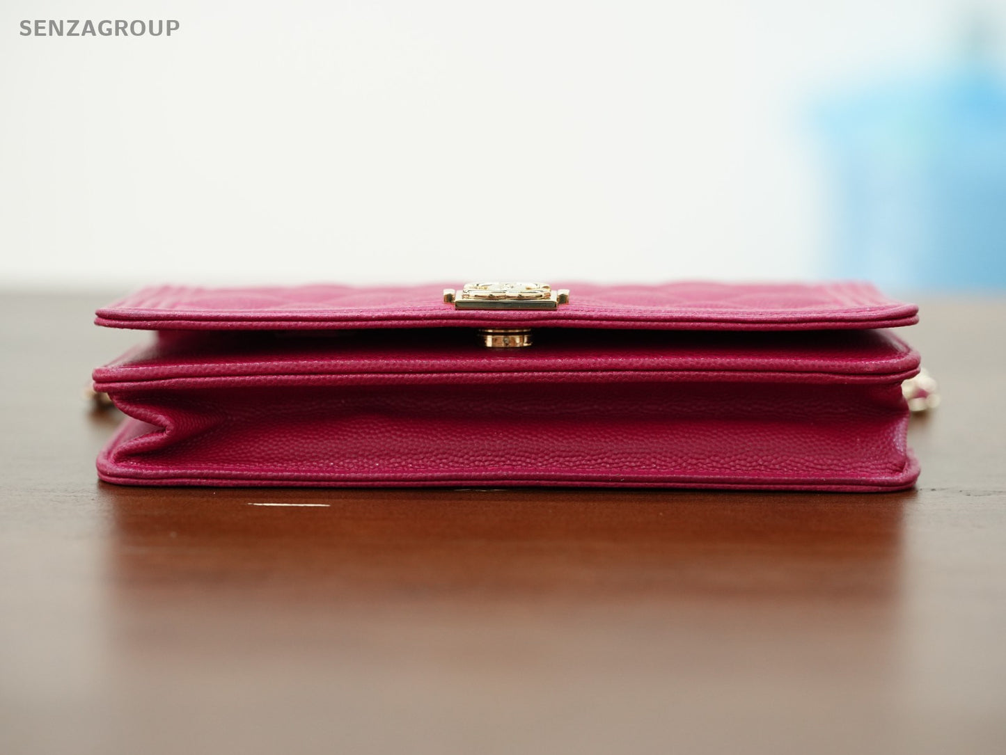 CHANEL Woc Diamond pattern Calfskin Chain Shoulder bag Women Peach Pink Gold