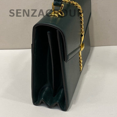 Gucci Sylvia 1969 Green Gold Buckle Leather Shoulder Bag Classic Fashion
