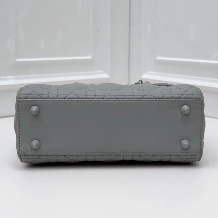 Dior Lady Dior Gray Crossbody Top Handle Excellent