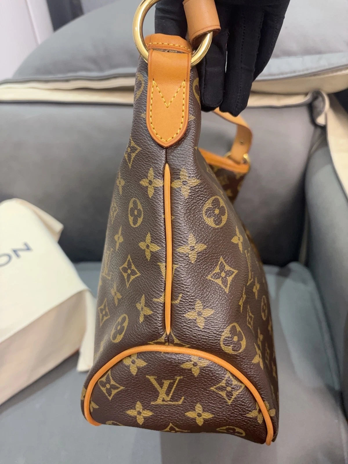 Aunthentic Louis Vuitton Delightful PM Monogram Top Handle Crossbody Brown