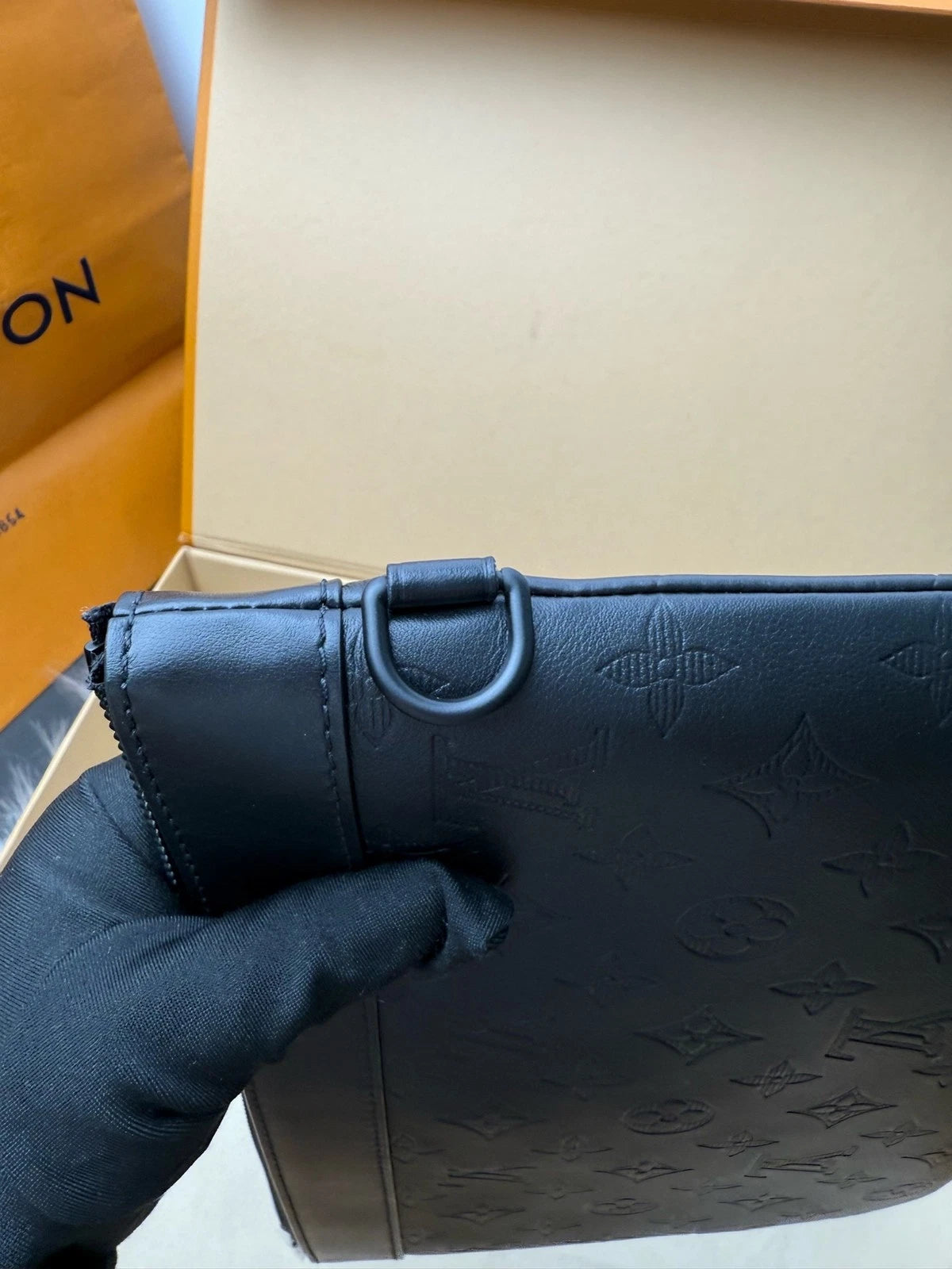 Louis Vuitton Black Monogram Embossed Leather Clutch Women
