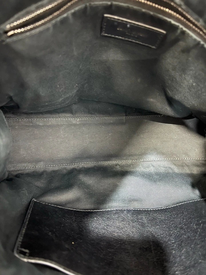 YSL Black Silver Leather Shopping Tote Bag For Women