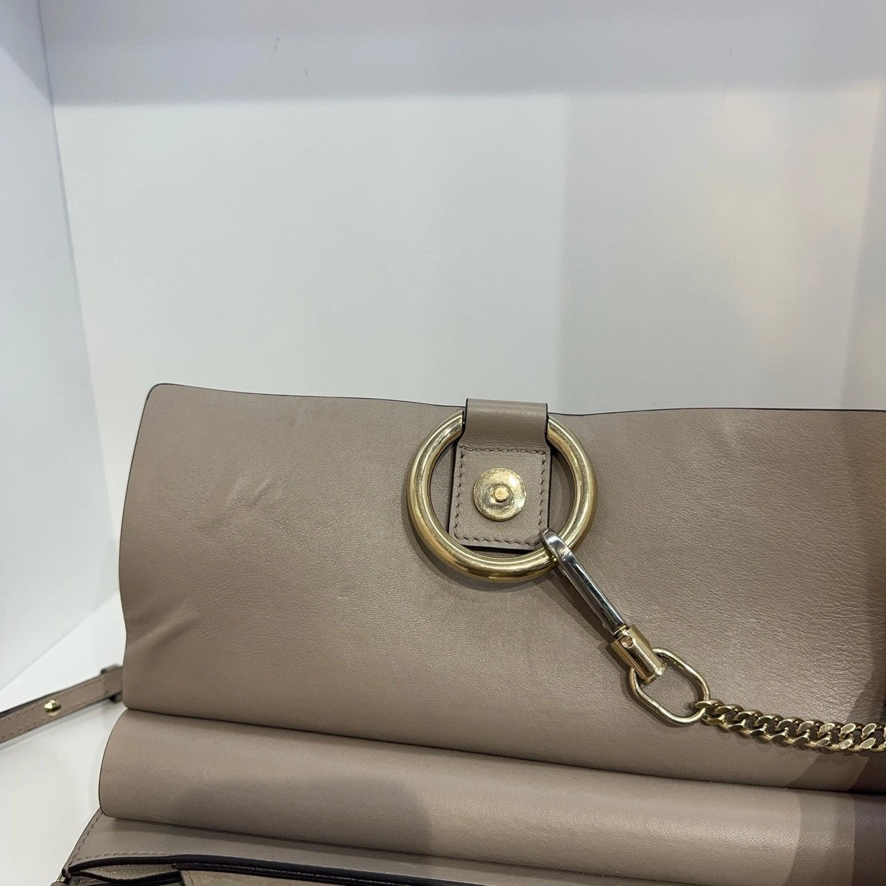 Chloe Faye Calfskin Shoulder Crossbody Bag For Women Elephant Gray
