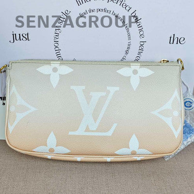 Louis Vuitton Pink White Gold Chain Crossbody Bag Women Fashion