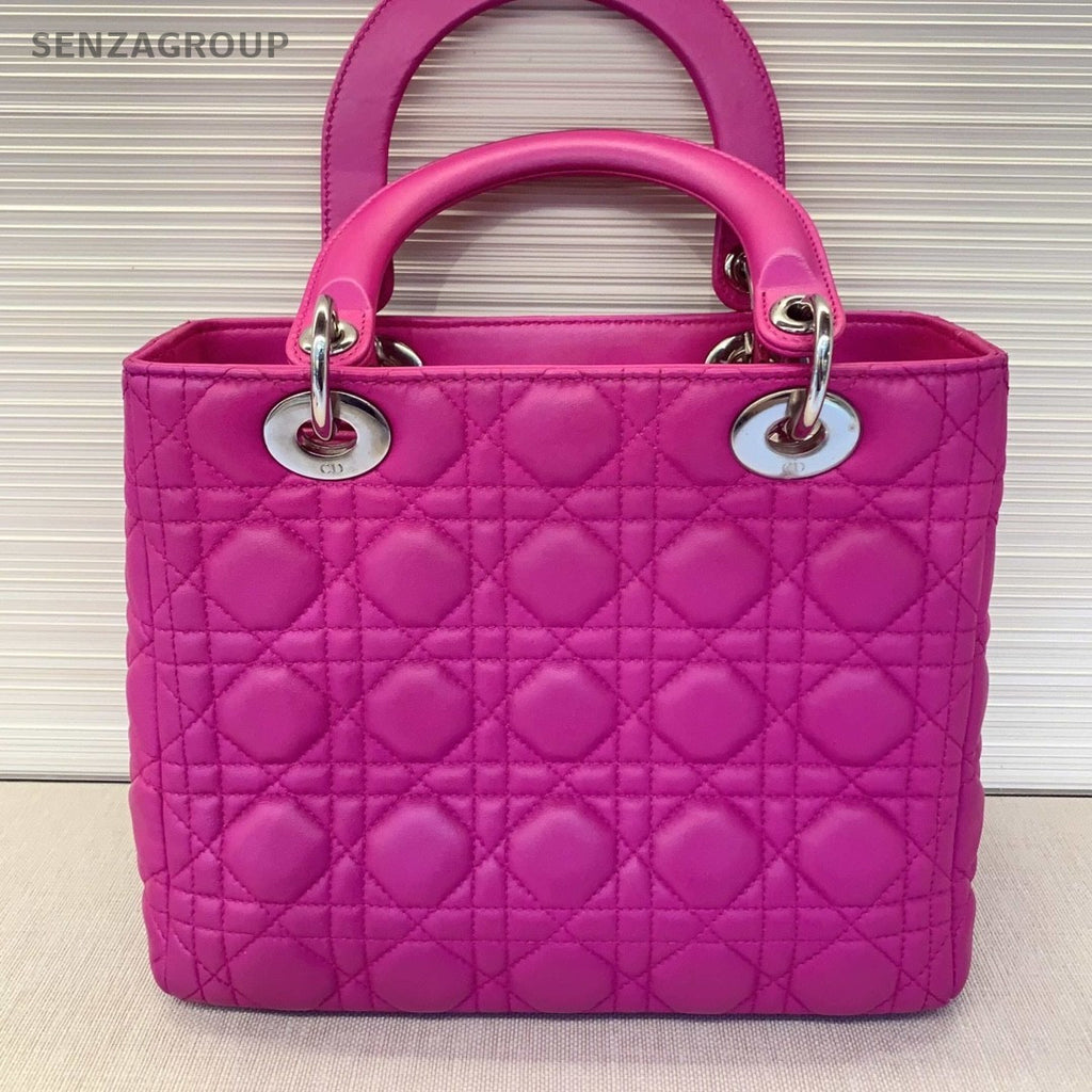 Christian Dior Lady Dior Quilted Leather Tote 2WAY Shoulder Handbag