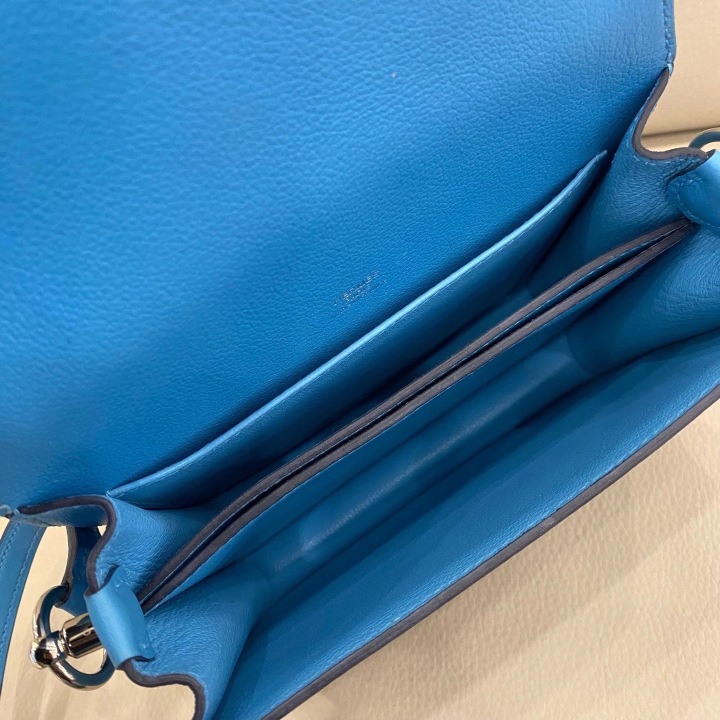 Hermes Roulis19 Women Blue Leather Shoulder Crossbody Bag