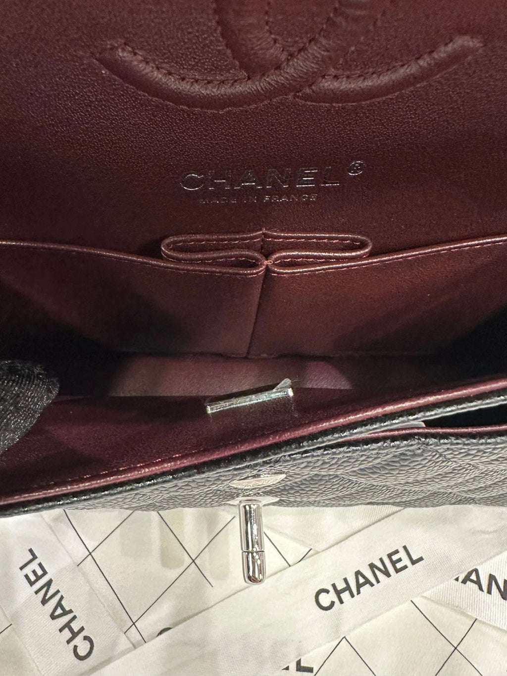 CHANEL Classic Flap Small Black Leather Shoulder Bag For Women