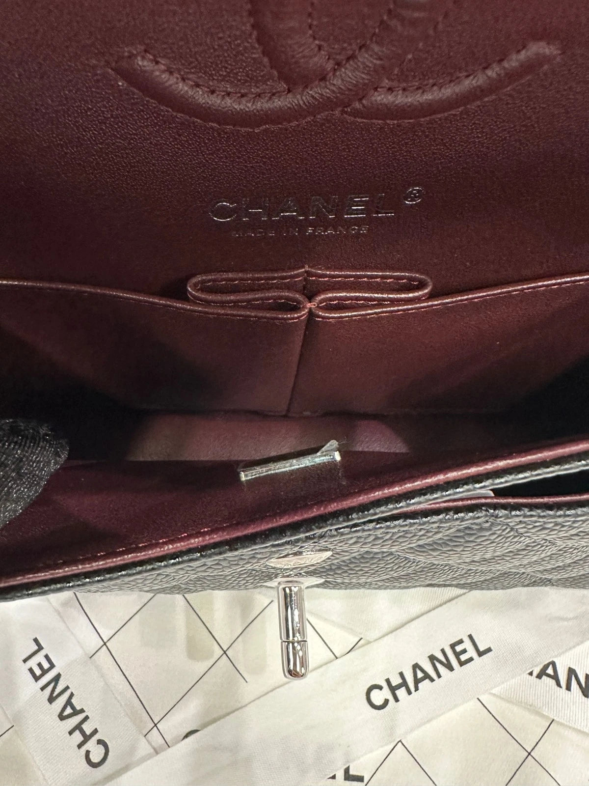 CHANEL Classic Flap Small Black Leather Shoulder Bag For Women
