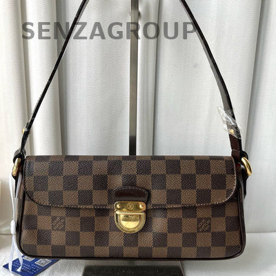 Louis Vuitton Damier Ebene Gold Buckle Shoulder Bag Classic Women