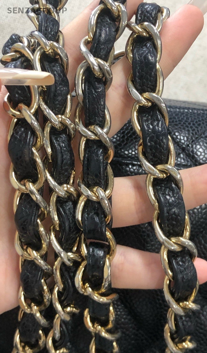 Chanel Classic Flap Jumbo Chain Shoulder Bag Black Gold Used Women Classic
