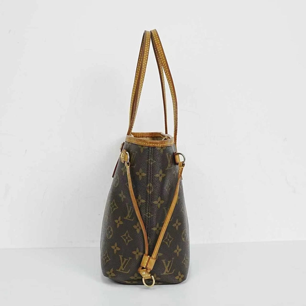 Louis Vuitton Neverfull Small Monogram Canvas Leather Tote Bag For Women