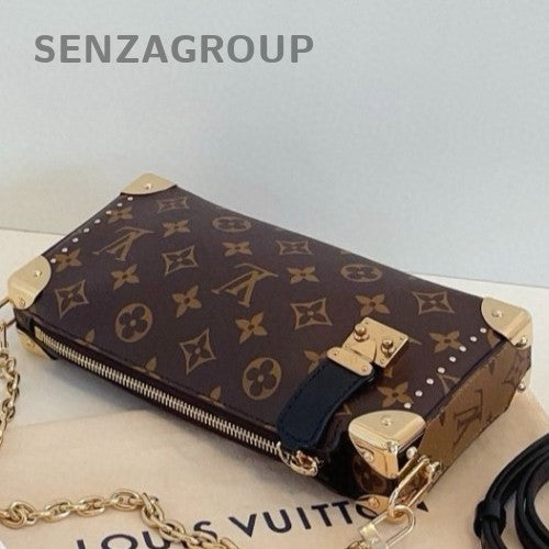 Louis Vuitton Side Trunk Mini Monogram Chain Shoulder Bag Crossbody Brown Women