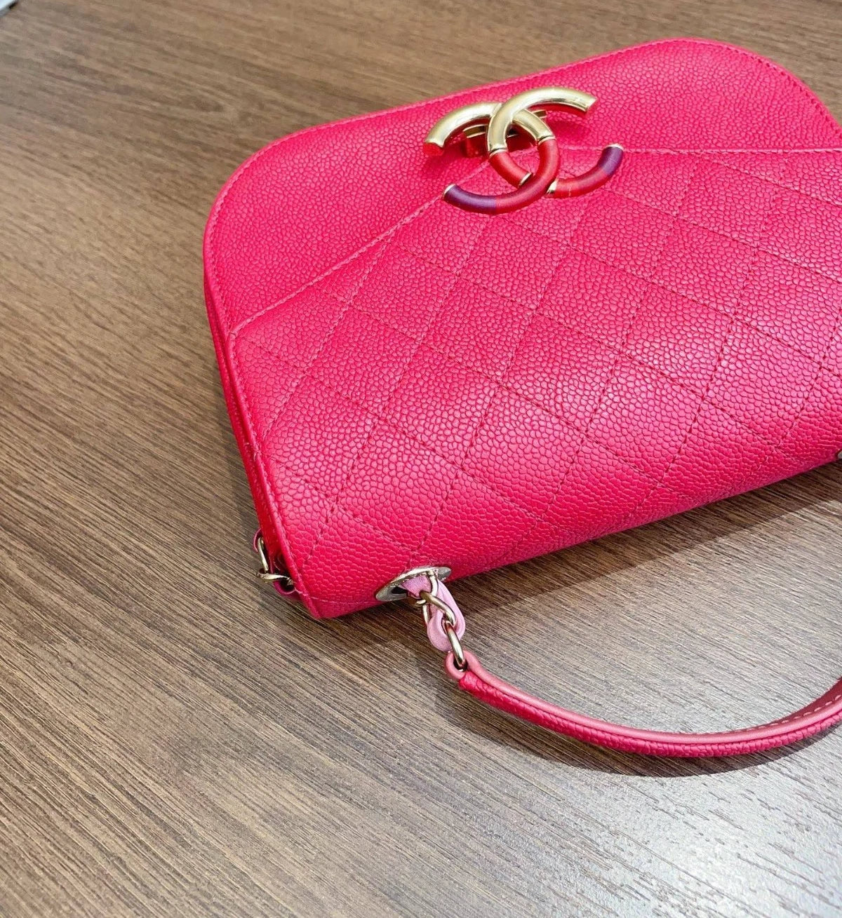 Chanel Coco Curve Cuba Calfskin Top Handle Bag Shoulder Bag Crossbody Red