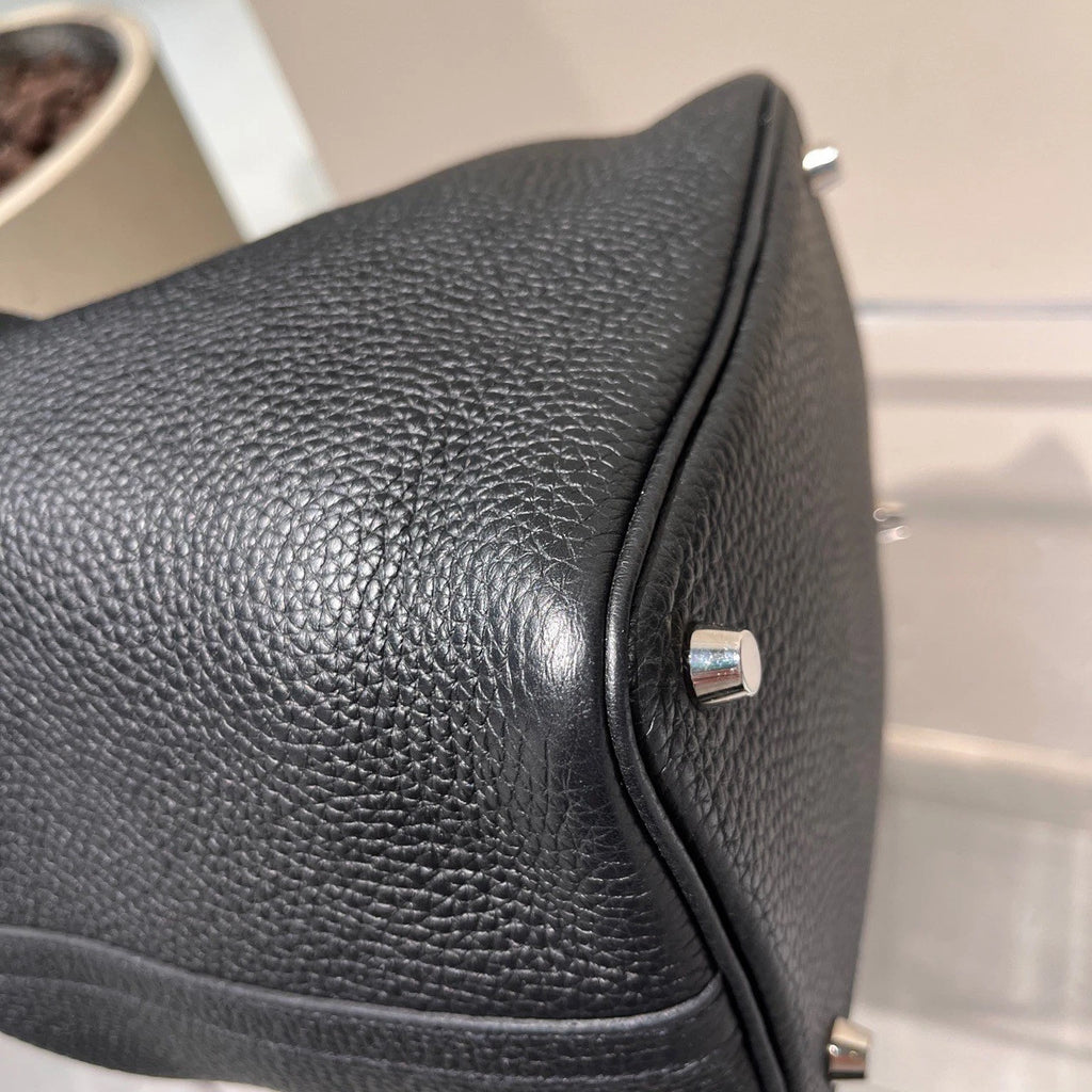 Hermes Picotin18 TC Leather Black Tote Handbag Silver Hardware