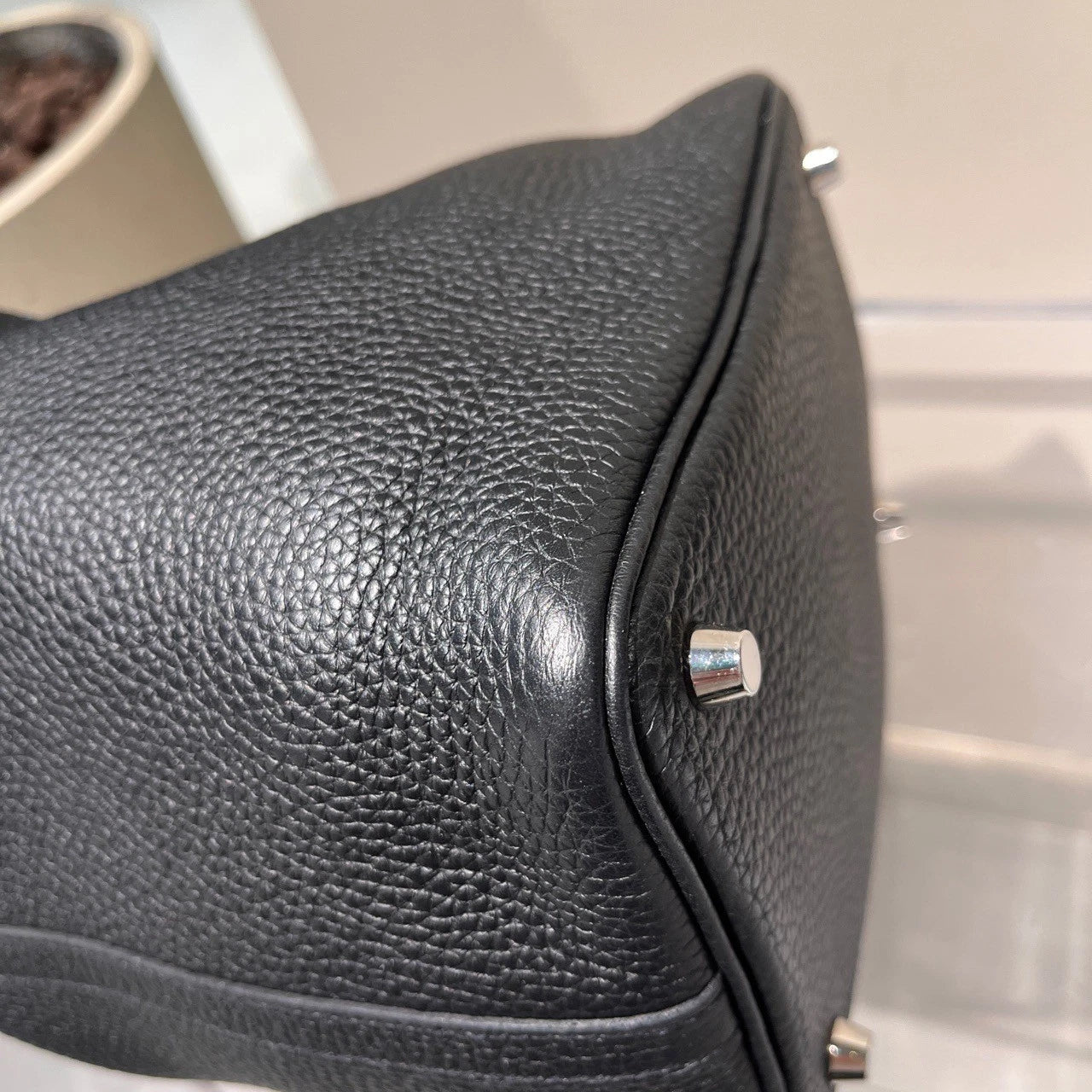 Hermes Picotin18 TC Leather Black Tote Handbag Silver Hardware
